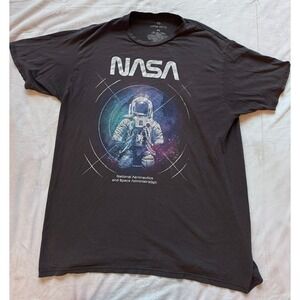 Hyper Space NASA Astronaut Galaxy Graphic T-Shirt Mens XL Black Cotton Tee